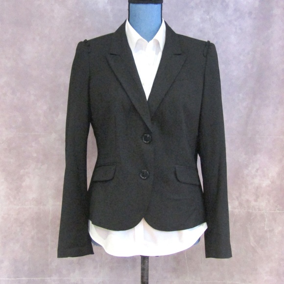 LOFT Jackets & Blazers - LOFT Black Ruffled Shoulder Blazer Size 10P